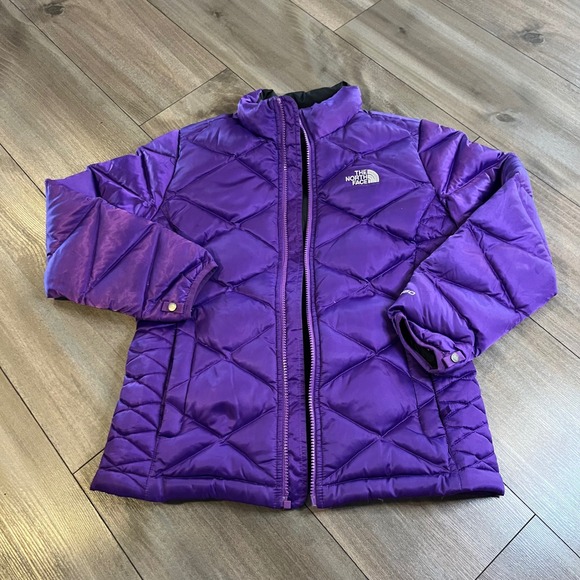 The North Face Girls' Purple 550 Down Puffer Jacket Coat Size L (14/16) - Picture 1 of 5